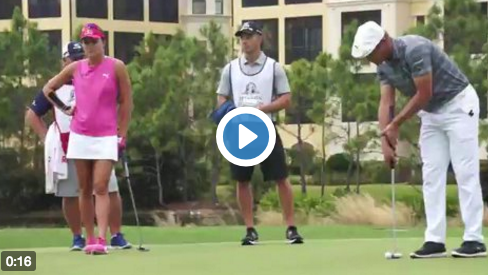 WATCH: DeChambeau's side-saddle stroke shows positive signs